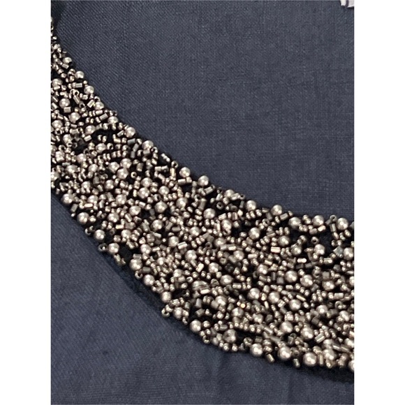 Lina Tomei Dress Women’s Large Blue Gray Linen Sleeveless Beaded Lagenlook Italy - Picture 11 of 14